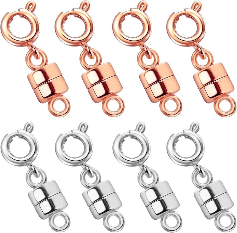 OHINGLT Strong Magnetic Necklace Clasps and Closures,Rose Gold and Silver Plated Jewelry Clasps Converters for Bracelet Necklaces Chain - Image 1